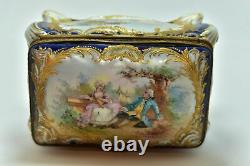 Jewelry Box In Painted Porcelain Signed Mauritius Era Xixth In Taste