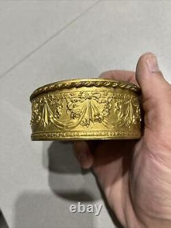 Jewelry Box in Bronze and Gilded Brass with Miniature, 19th Century Period