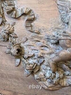 Jolie Bas-relief Ancien, Époque Xixème Siècle, Décor Louis Xvi, Angelots