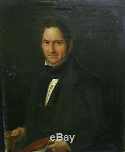 Joseph Mattau Portrait Of Man Epoque Louis Philippe Nineteenth Century Hst