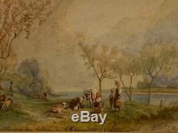 Karl Girardet Ancient Watercolor Animated Landscape Nineteenth Time