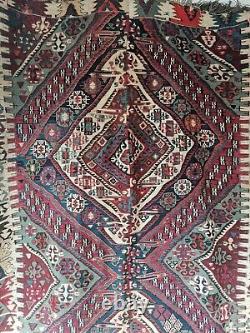 Kilim Caucasian Carpet, Wool, Age 19th