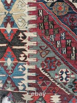 Kilim Caucasian Carpet, Wool, Age 19th