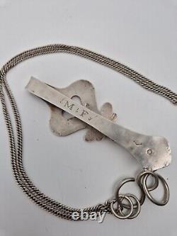 LARGE ANTIQUE SILVER CHATELAINE WITH SOLID SILVER SCISSORS FROM THE 19th CENTURY
