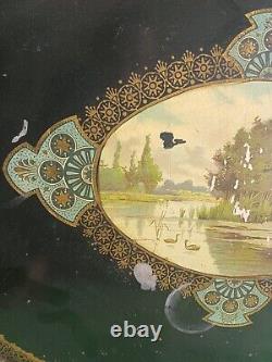 LARGE PAINTED TIN PLATTER 19th CENTURY NAPOLEON III PERIOD