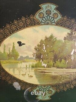 LARGE PAINTED TIN PLATTER 19th CENTURY NAPOLEON III PERIOD