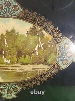 LARGE PAINTED TIN PLATTER 19th CENTURY NAPOLEON III PERIOD