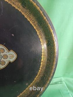 LARGE PAINTED TIN PLATTER 19th CENTURY NAPOLEON III PERIOD