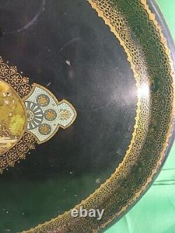 LARGE PAINTED TIN PLATTER 19th CENTURY NAPOLEON III PERIOD