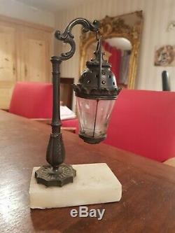 Lamp Nightlight Old Marble And Bronze, Period Late Nineteenth S