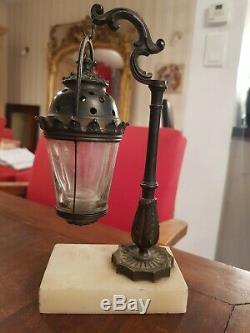 Lamp Nightlight Old Marble And Bronze, Period Late Nineteenth S