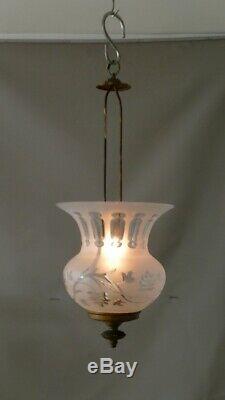 Lantern Candle Chandelier Crystal Engraved Iron And Golden Era XIX
