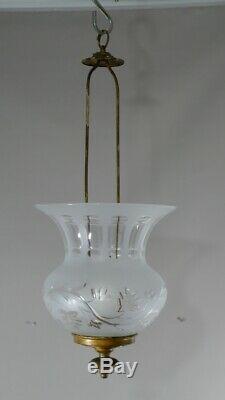 Lantern Candle Chandelier Crystal Engraved Iron And Golden Era XIX