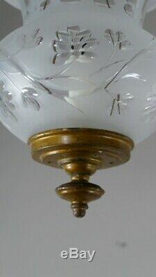 Lantern Candle Chandelier Crystal Engraved Iron And Golden Era XIX