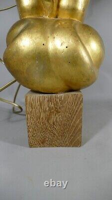 Large Angelot Lamp In Golden Wood, Epoque Xixth Century