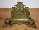 Large Antique Bronze Brass Inkwell Letter Holder With Angels From The 19th Century