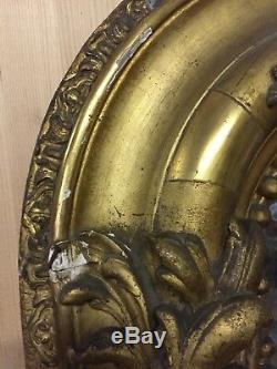 Large Antique Gilt Wood Mirror With Louis Philippe Nineteenth Century Leaf