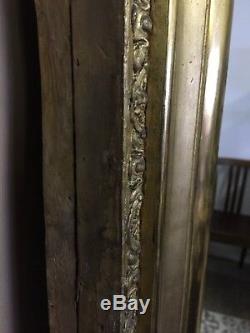 Large Antique Gilt Wood Mirror With Louis Philippe Nineteenth Century Leaf