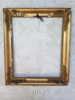 Large Antique Wooden and Gilded Stucco Frame with Scrollwork Decoration, Restoration Period, 87 x 74 cm