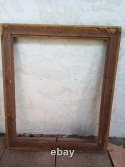 Large Antique Wooden and Gilded Stucco Frame with Scrollwork Decoration, Restoration Period, 87 x 74 cm