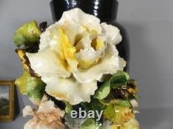 Large Bas-relief Flowered Majolica Vase, Edouard Gilles, 19th Century