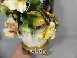 Large Bas-relief Flowered Majolica Vase, Edouard Gilles, 19th Century