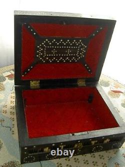 Large Box Old Key Box Bone Marking And Pic Pig Spike Age 19th