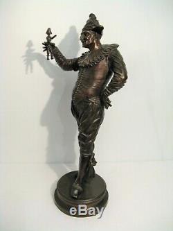 Large Bronze Sculpture Buffoon Signed G. Gueyton Time Nineteenth Century