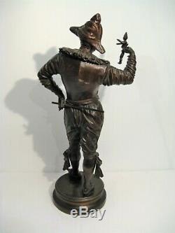 Large Bronze Sculpture Buffoon Signed G. Gueyton Time Nineteenth Century