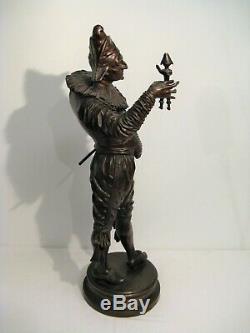 Large Bronze Sculpture Buffoon Signed G. Gueyton Time Nineteenth Century