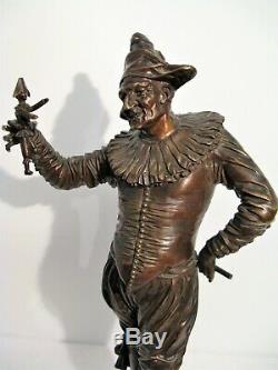 Large Bronze Sculpture Buffoon Signed G. Gueyton Time Nineteenth Century