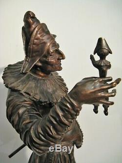 Large Bronze Sculpture Buffoon Signed G. Gueyton Time Nineteenth Century