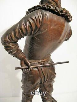 Large Bronze Sculpture Buffoon Signed G. Gueyton Time Nineteenth Century