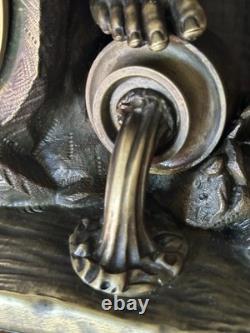 Large Castle Clock, 68 cm, Restoration Period, Bronze