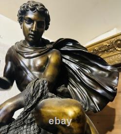 Large Castle Clock, 68 cm, Restoration Period, Bronze