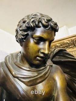 Large Castle Clock, 68 cm, Restoration Period, Bronze