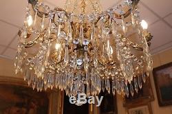 Large Chandelier In Gilded Bronze And Crystal Louis XVI Style Time Nineteenth Century