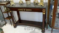 Large Console Empire Period Full Columns, Marble Top, Early XIX