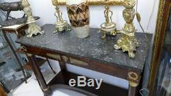 Large Console Empire Period Full Columns, Marble Top, Early XIX