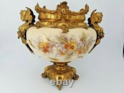 Large Cup Of Faience And Gilded Brass 19th Century