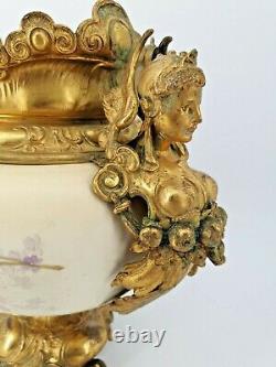 Large Cup Of Faience And Gilded Brass 19th Century