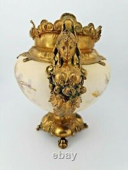 Large Cup Of Faience And Gilded Brass 19th Century