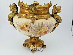 Large Cup Of Faience And Gilded Brass 19th Century