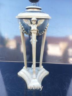 Large Empire-period lamp in bronze, Athenian, height 74 cm, Thomire style