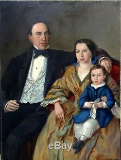 Large Family Portrait Napoleon III Hst Nineteenth Century (130-97 Cm)