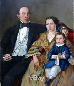Large Family Portrait Napoleon III Hst Nineteenth Century (130-97 Cm)