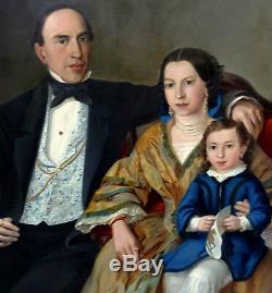 Large Family Portrait Napoleon III Hst Nineteenth Century (130-97 Cm)