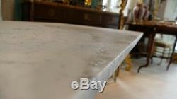 Large Garden Table With 4 Cast Iron Castings And White Marble, Xixth Time