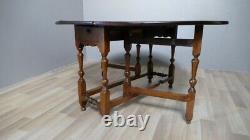 Large Gateleg Table In Oak, England, Era Xixth