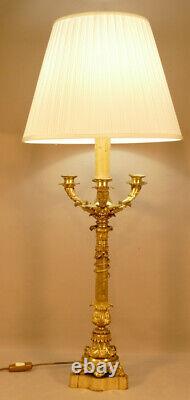 Large Gilt Bronze Candelabra Lamp from the Restoration Period, Early 19th Century